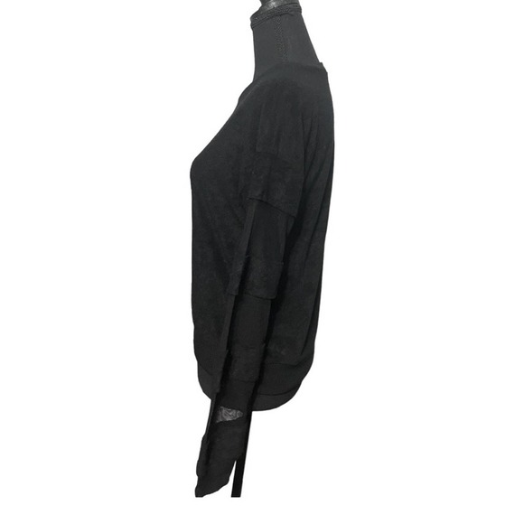 Chloe & Katie Black Sheer Sleeve Crewneck Sweater | Size Small - Picture 2 of 5